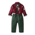 thumbnail image 3 of CUZIBR Toddler Boys Long Sleeve Christmas Cartoon Animal Prints T Shirt Tops Suspender Pants Child Kids Gentleman Outfits Boho Dailywear For Child, 3 of 3