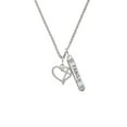thumbnail image 2 of Delight Jewelry Silvertone Heart Outline with diagonal Cross Silvertone Family Bar Charm Necklace, 23", 2 of 4