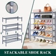 thumbnail image 4 of Smiry Shoe Rack 2 Tier, Stackable Bamboo Shoe Organizer, Shoe Storage for Closet, Entryway and Bedroom, Grey, 4 of 7