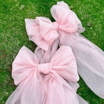 AYktou Oversized Pink Party Bows 71×19 Inch, Birthday Party Background Wall Valentine's Day Decorative Gauze Bow Ties Wedding Arch Silk Bow Christmas Decor for Window Fireplace Front Door Garden