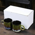 thumbnail image 3 of Ceramic Coffee Mug Rough Pottery Tea Cup 150ML 2Pcs Large Handle Creative Retro Dinnerware Mug, 3 of 12