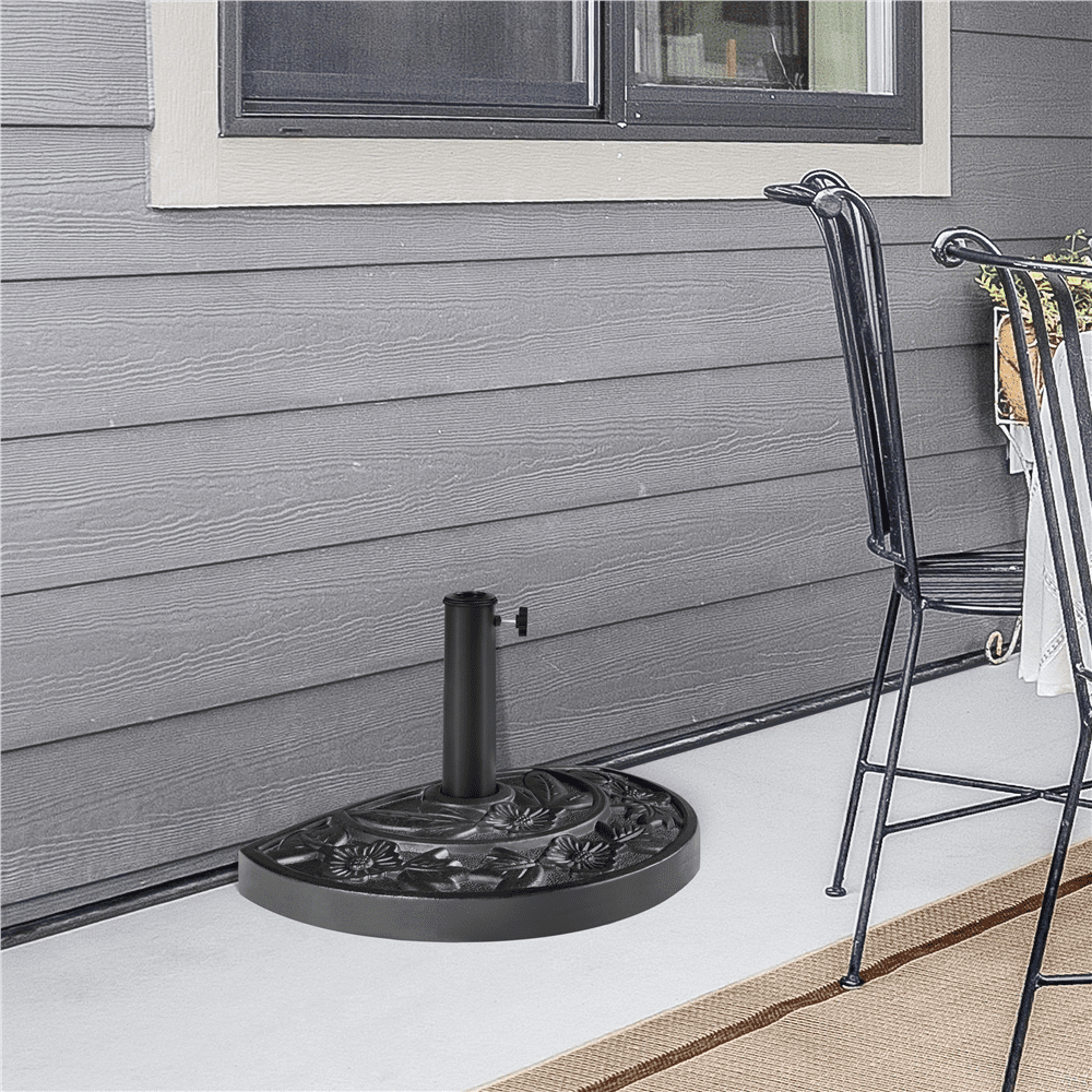 Renwick Half Round Umbrella Base Stand with Floral Pattern, Black