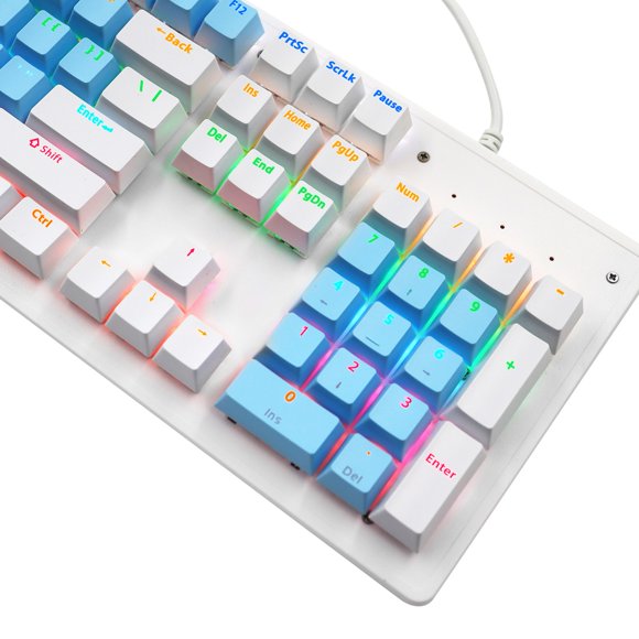 104 Keys Mechanical Gaming Keyboard, with Rainbow Backlit, FN Shortcuts, K104 Keyboard, Color Switch. USB Wired Keyboard for and Mac