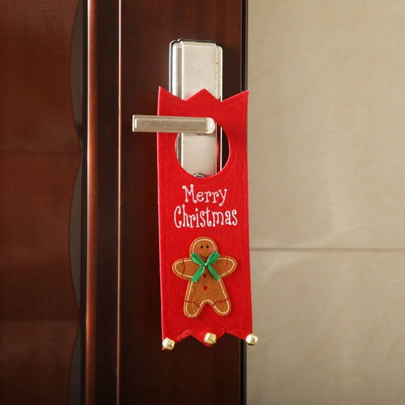 Toyvian 1Pc Door Handle Ornament Gingerbread Man Multi Color Christmas Decoration