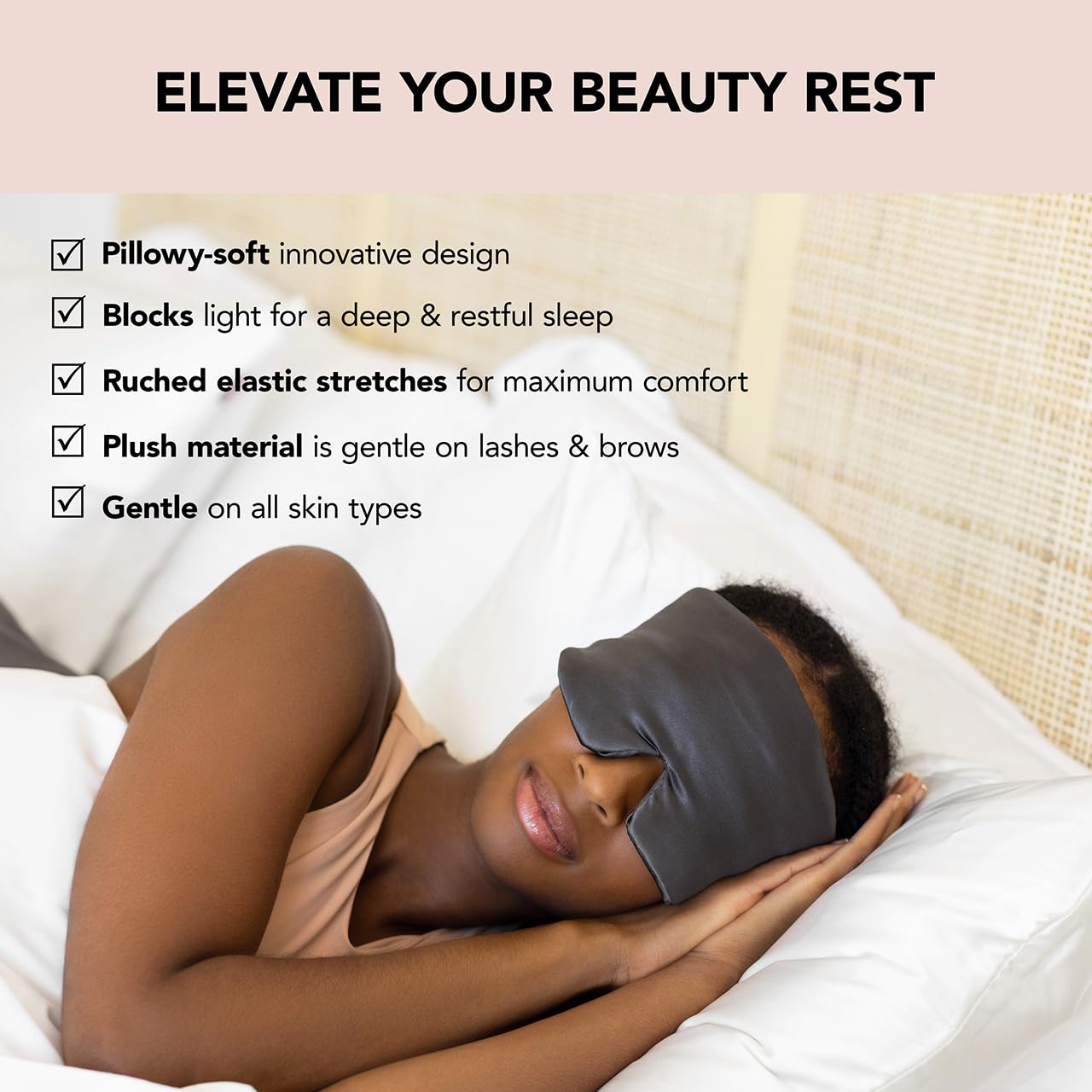 Kitsch Satin Pillow Sleep Eye Mask Charcoal photo 2