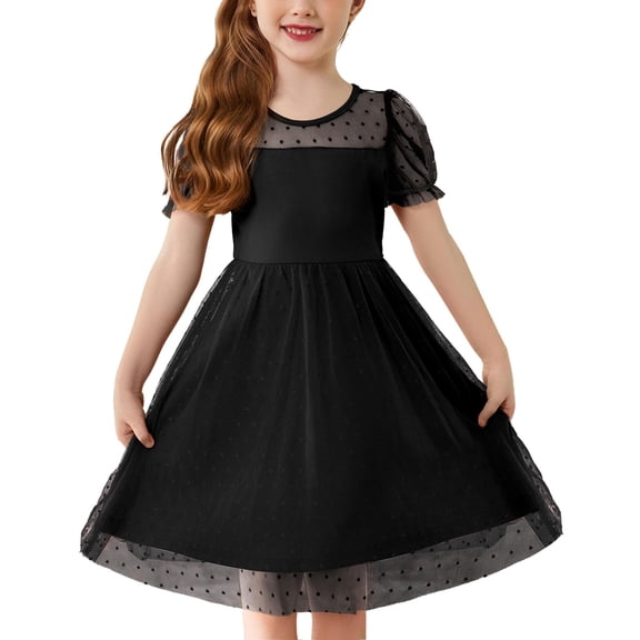 Arshiner Toddler Girls Tulle Summer Puff Sleeve Baby Girls Tutu Princess Party Casual Dress