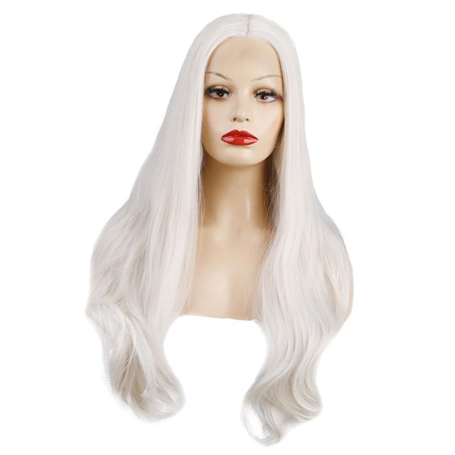 Moda larga recta beige peluca de pelo completo resistente al calor Cosplay disfraz de anime vestido de fiesta diario pelucas para mujer y mujer UNA Sunnimix Pelucas largas Frente de encaje