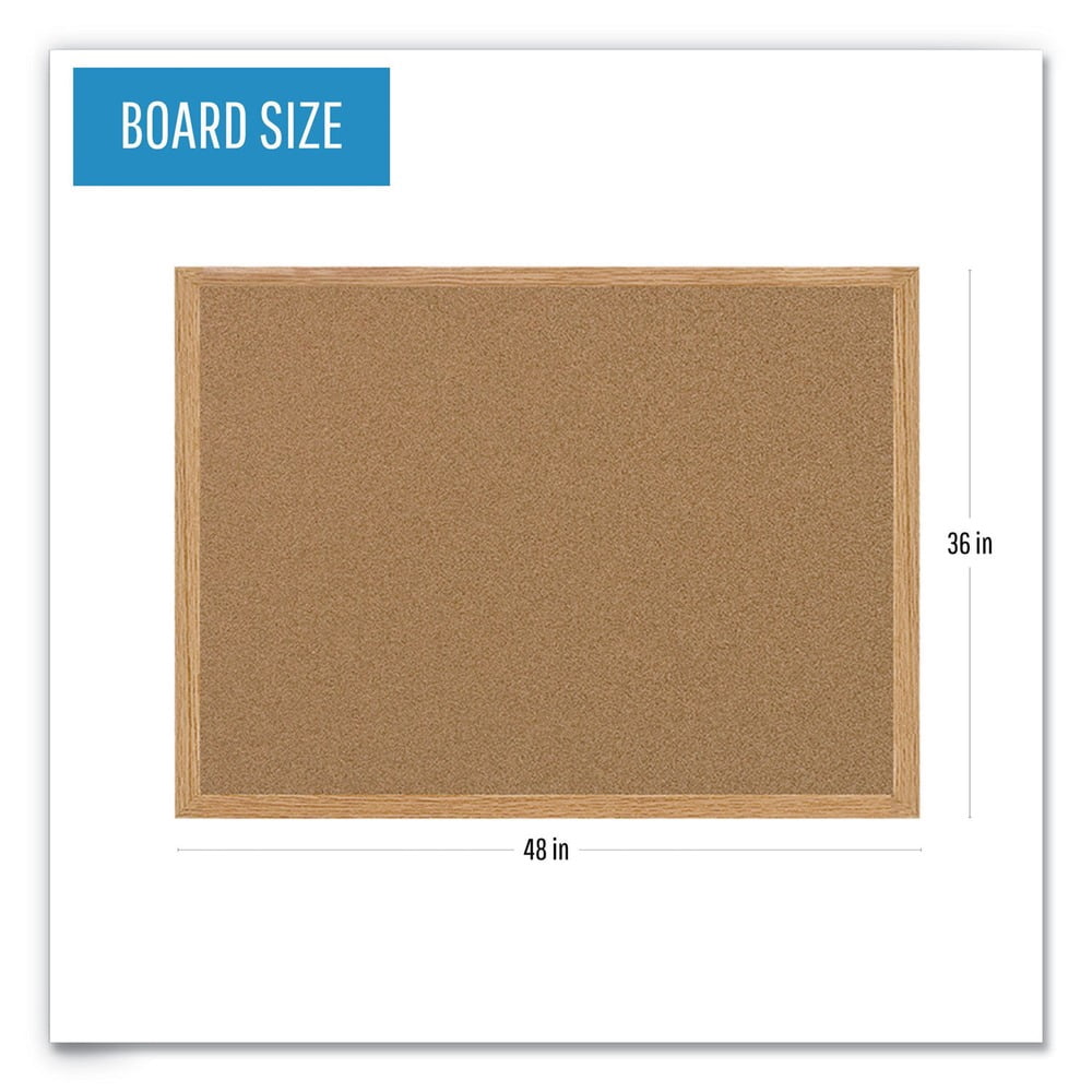 MasterVision Earth Cork Bulletin Board, 36" X 48", Oak MDF Frame