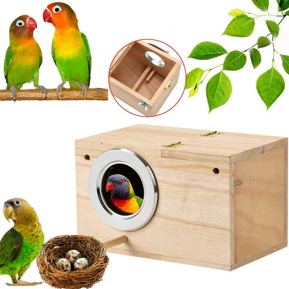 Bird Nest Box Practical Wood Budgie House Small Bird Breeding Box