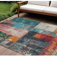 thumbnail image 2 of HomeRoots 623269 10 x 14 ft. Teal, Blue & Orange Abstract Washable Transitional Indoor & Outdoor Rectangle Area Rug, 2 of 9