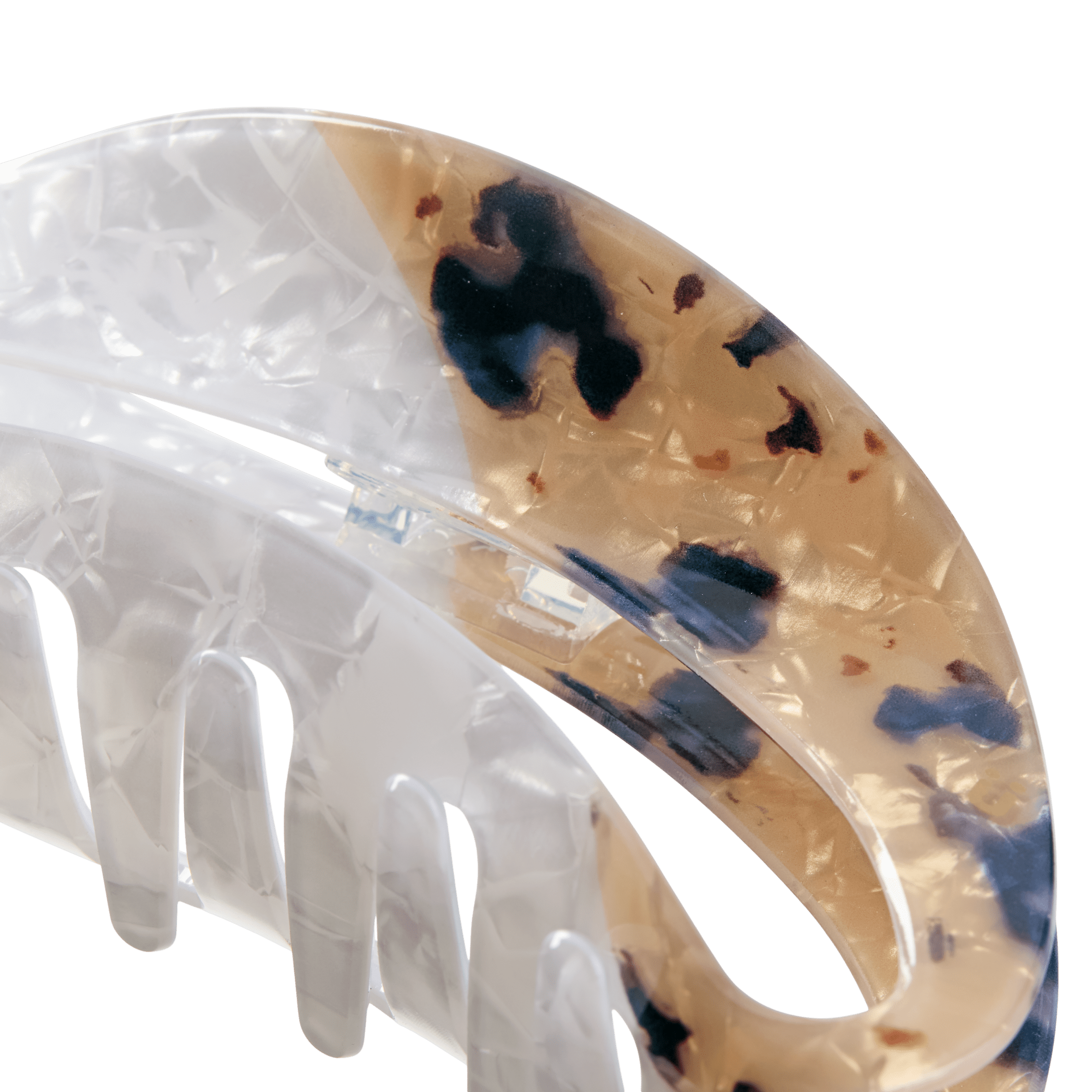 Scunci Luxe by Conair Oval Claw Clip, White & Tortoiseshell with Gold-Tone Hinge, 1 Count