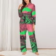 thumbnail image 2 of Haiem Neon Desert Moon Pattern Women’s Long-sleeve Sleepwear,Sleepwear Set,2-piece Loungewear Set,Soft PJs Comfy Nightwear with Pockets-Medium, 2 of 7