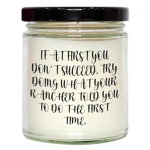 Rancher Gifts for Him Her, 9oz Vanilla Soy Candle with Funny Quote, Graduation Unique Gifts from Men to Women, Friends and Family