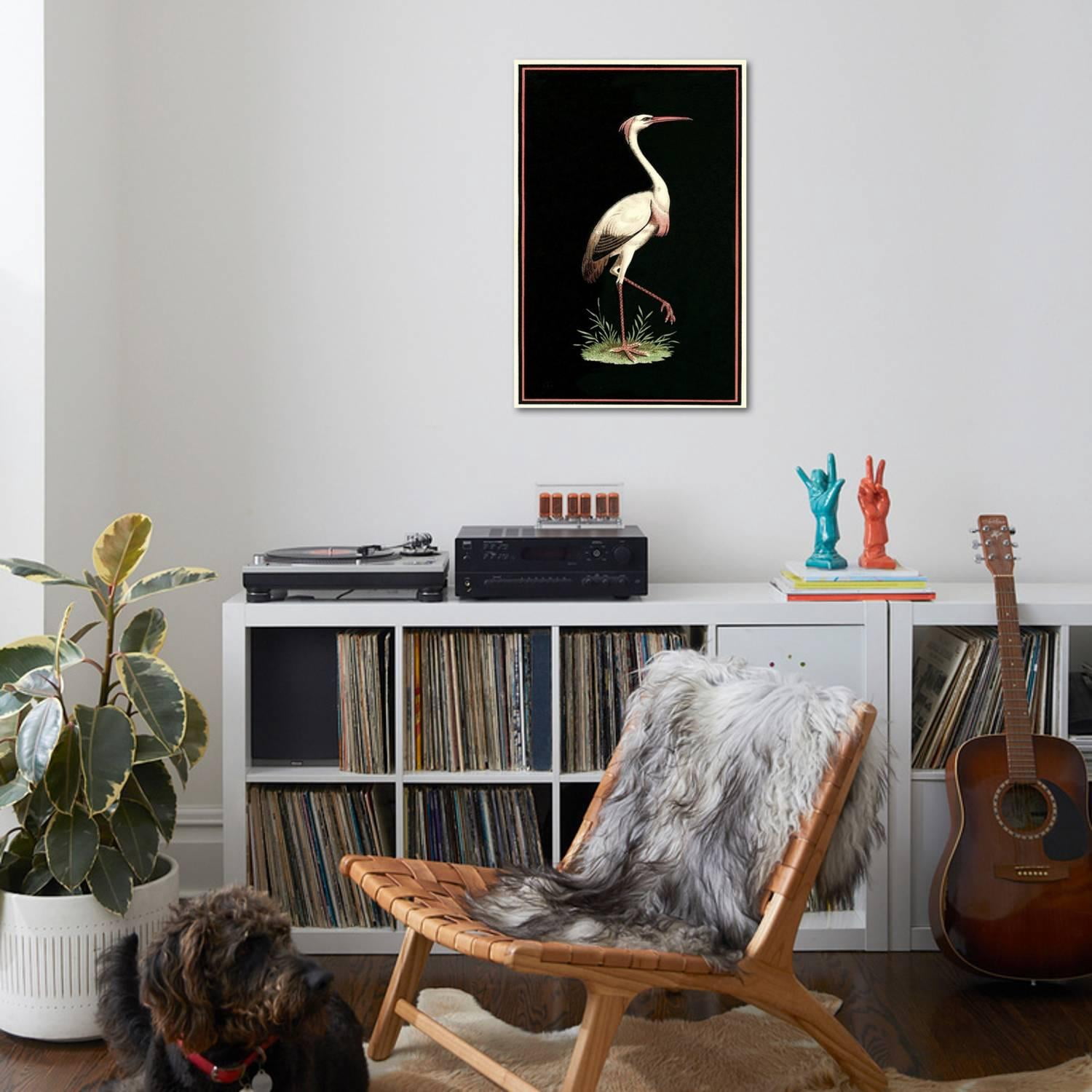 Art.com Crane on Black Background Art Print, 24" x 36"
