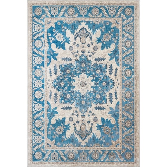 Unique Loom Altstadt Salzburg Rug Cream/Gray 6' 1" x 9' Rectangle Medallion Traditional Perfect For Living Room Bed Room Dining Room Office