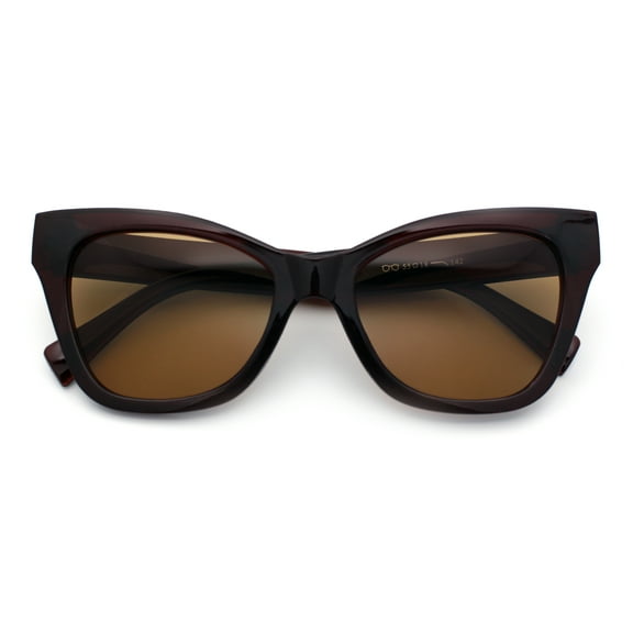 Womens Oversized Horn Rim Cat Eye Retro Fashion Plastic Sunglasses All Brown