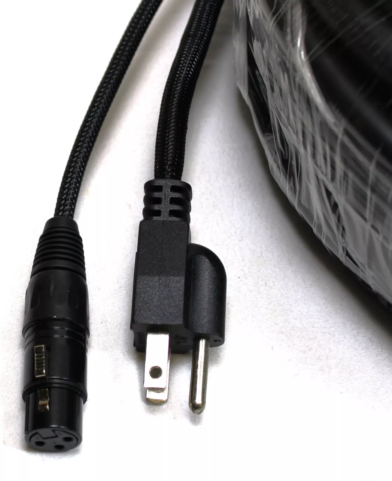 LASE 100 Ft (30.48M) Siamese PowerCon AC & XLR Audio Cable for Power Speakers