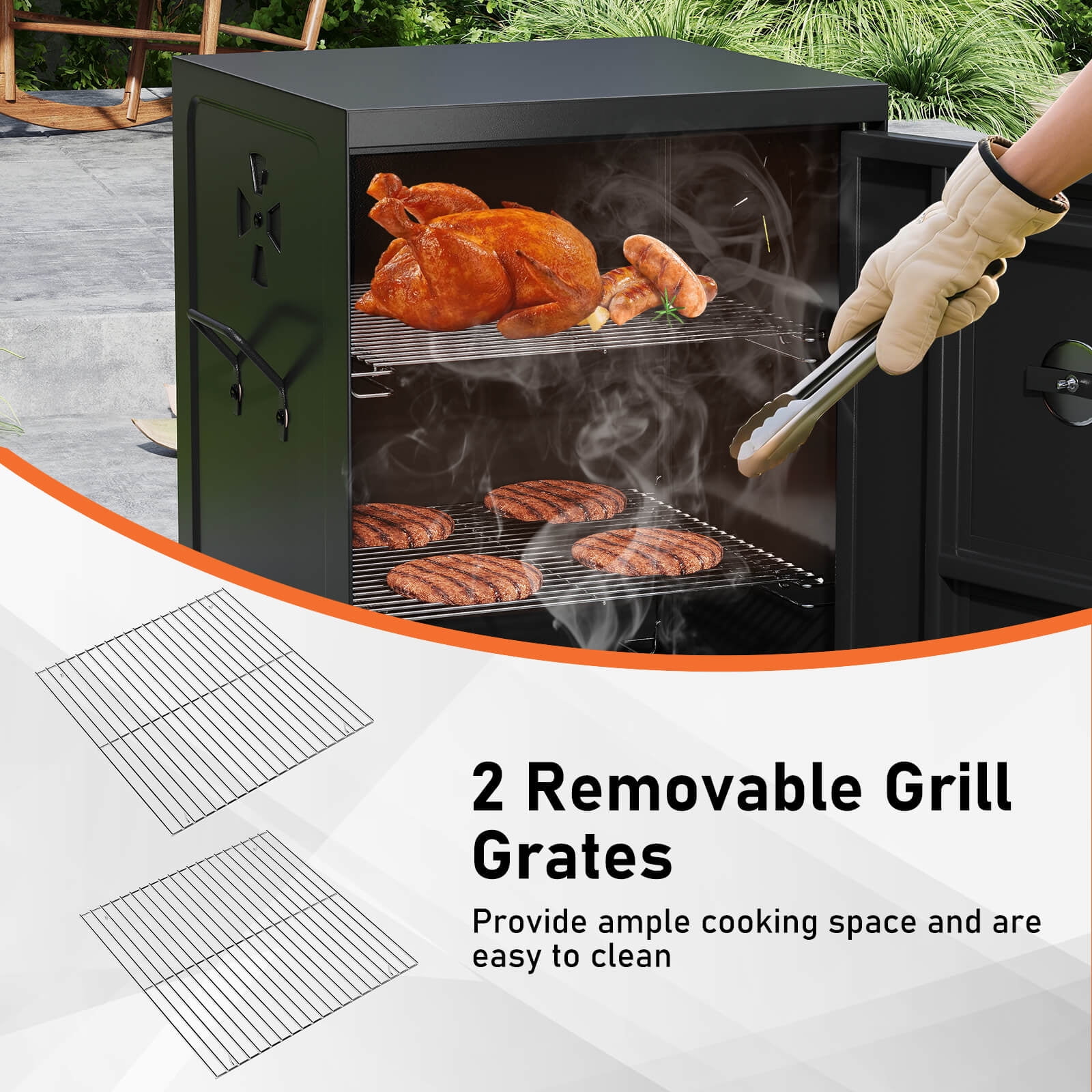 Costway 40'' Vertical BBQ Smoker w/Built-in Thermometer Adjustable Air Dampers for Party