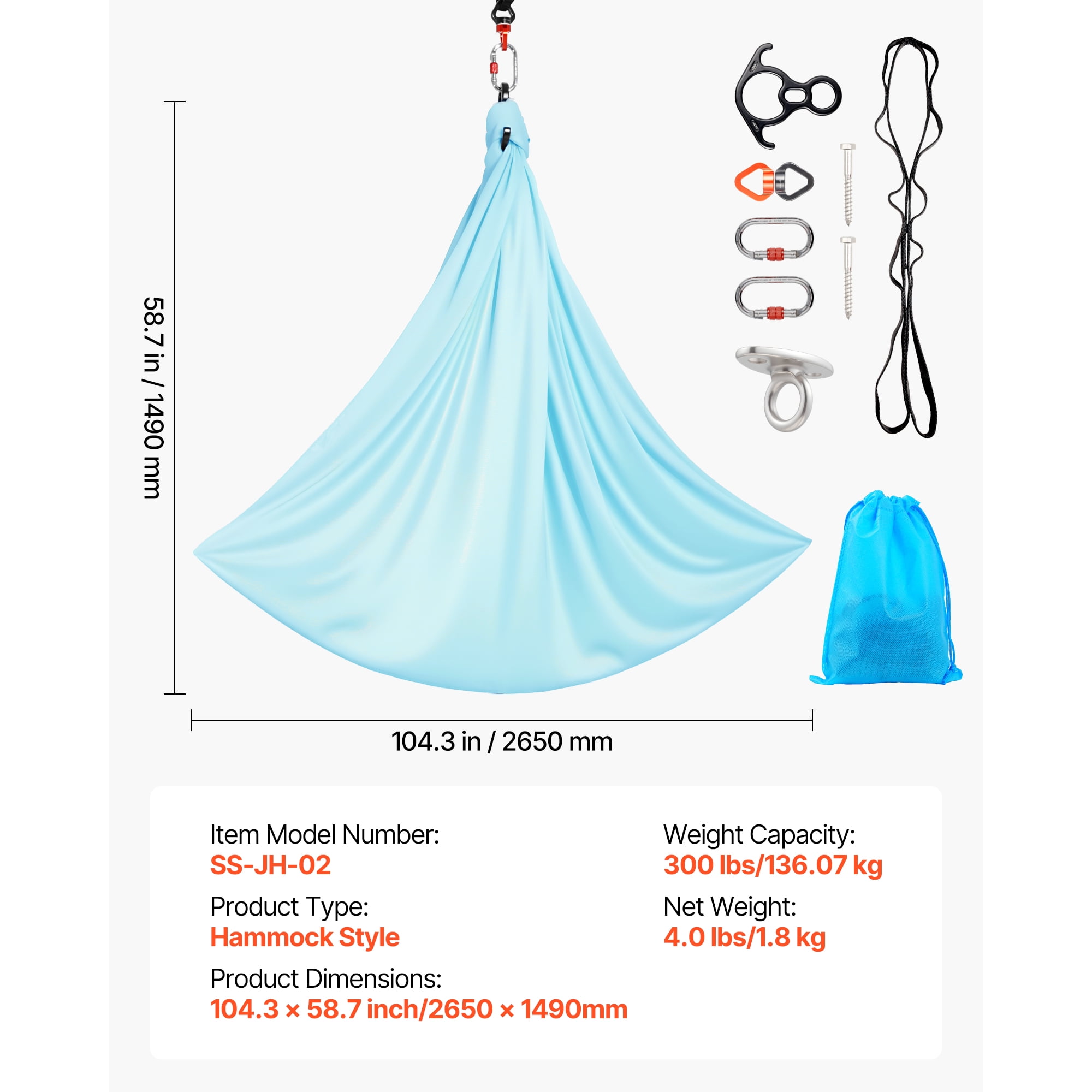 KFFKFF Aerial Yoga Hammock, 300 lbs Capacity, Durable Nylon Fabric with Daisy Rope and Carry Bag, Yoga Swing for Fitness and Relaxation, Suitable for Men and Women, Versatile Hammock and Swing