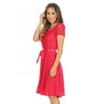thumbnail image 4 of Women's Floral Lace Short Sleeve A-Line Formal Party Midi Dress, 4 of 6
