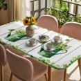 thumbnail image 3 of St. Patrick's Day Table Cloths for 6 Foot Rectangle Tables, Green Lucky Shamrock Watering Can Wood Gray Patio Waterproof Elastic Fitted Tablecloths, Washable Rectangular Table Cover for Camping, 3 of 8