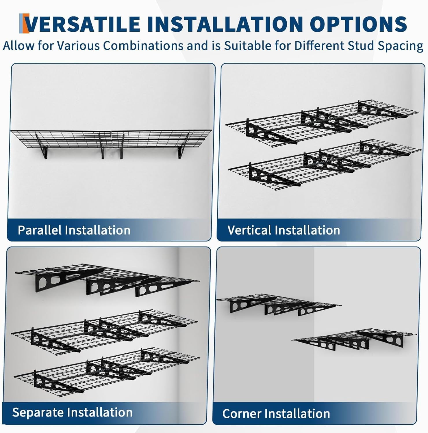 2-Pack Heavy Duty Wall Shelves， 2x6ft Folding Storage System with 1600 lb Capacity — Heavy-Duty Garage & Warehouse Shelving