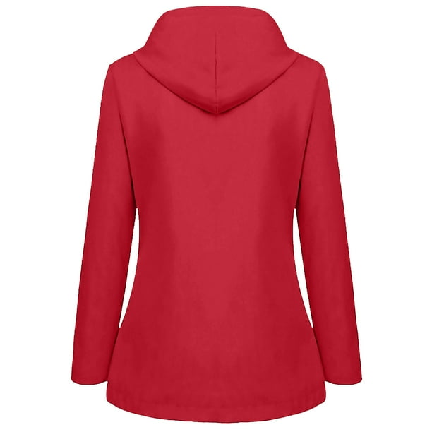 Raincoat for Women Warm Winter Fleece Lined Hooded Zip Up Coats