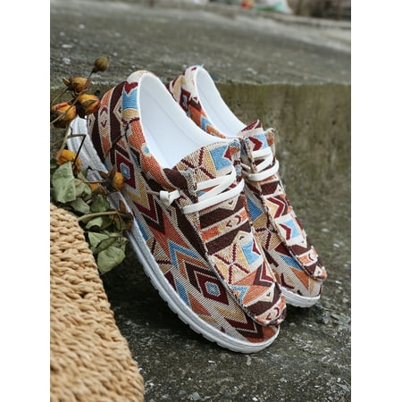 

UKAP Womens Shoes Color Block Flats Slip On Canvas Shoe Fashion Lightweight Sneakers Ladies Loafers Low Top Anti-Slip Colorful 7.5