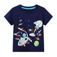 thumbnail image 1 of GPOECD T-Shirts Graphiques Enfants Imprimé Vaisseau Spatial Phosphorescent dans le Noir Manches Courtes Col Rond T-Shirt Sport Décontracté Confortable Hauts Décontractés Bleu Marine,90, 1 of 9