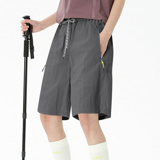 TMOYZQ Shorts de Randonnée pour Femmes Légers Séchage Rapide Shorts de Golf Résistants à l'Eau avec Poches Zippées