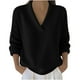 thumbnail image 4 of Cadancy Suéter Tops para Mujer Cuello en V Manga Larga Jersey Elegante Casual Suéteres de Punto Más Tamaño Suelto Color Sólido Acogedor Moda Otoño Invierno Ropa,Black,L, 4 of 7