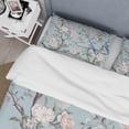 thumbnail image 4 of Designart "Chinoiserie Featuring Birds and Peonies XI" Floral Bedding Covert Set - Traditional Grey Bed Set With 2 Shams, 4 of 6