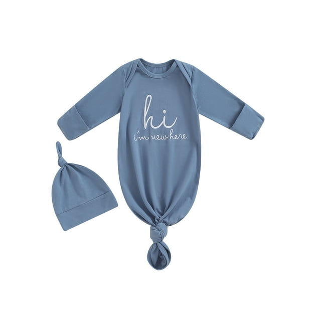 Gupgi Robe Nouée pour Nouveau-Né Garçon Fille, Gigoteuse à Manches Longues pour Nourrisson, 0-3 Mois, Couverture Portable pour Bébé avec Chapeau