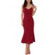thumbnail image 1 of INSPIRAR CHIC WOMLAYOUT Vestidos de cuerpo ajustado sin mangas para mujeres, vestido midi de cóctel con tirantes de espagueti y volantes en color rojo vino, 1 of 6