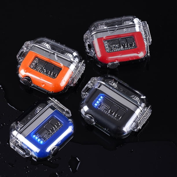 Encendedor de plasma recargable USB - Encendedor de arco sin llama a prueba de viento con luz LED para acampada y senderismo, naranja/rojo/azul