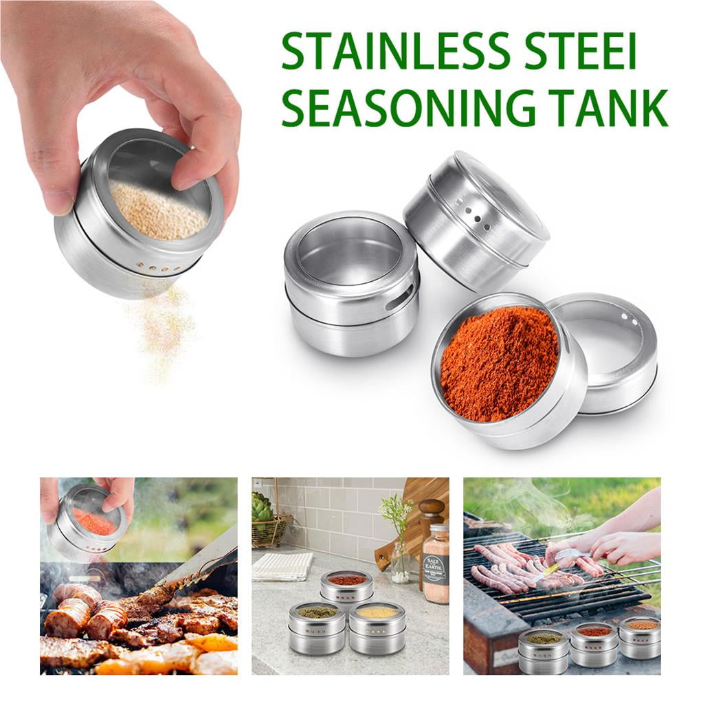 Spice Jar Set With Stickers Stainless Steel Spice Tins Spice