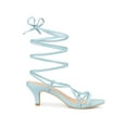 thumbnail image 3 of BLISSFUL STEP Women's Strappy Lace Up Kitten Heels Sandals Light Blue (Size 10.5), 3 of 7