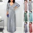 thumbnail image 5 of CENL Women Shiny Long Maxi Dress Cocktail Evening Party Pleated Hem Prom Ball Gown, 5 of 8