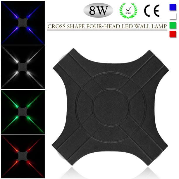 Ounissouiy Lámpara LED de 8W, aplique de pared, forma de cruz, luz de pared, luz verde de 4 cabezales, CA 85-265V, para exteriores, para pasillo, jardín, Iluminación y accesorios No.1 Ounissouiy HA025388-01