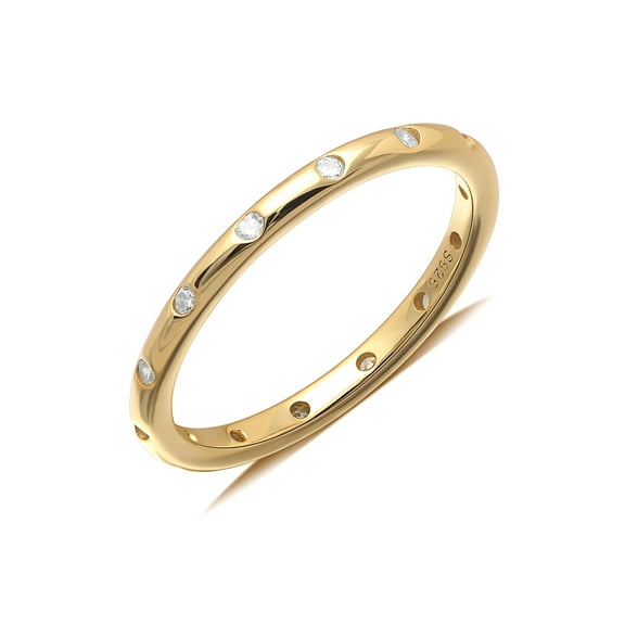 UIONEN 14K Gold Plated Sterling Silver CZ Stackable Ring Eternity Bands for Women Size 10