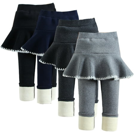 

Godderr 1-7Y Girls Winter Leggings with Skirt Toddler Tights Ruffle Tutu Skirt Pants Kids Fleece Lined Warm Thick Pantskirt Pants