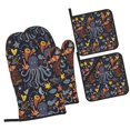 thumbnail image 2 of XMXT Heat Resistant Oven Mitts and Pot Holders Sets, Undersea Creatures Decoration Oven Mitt Hot Pads Kitchen Cooking BBQ Gloves, 4 Pcs, 2 of 8