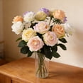 thumbnail image 3 of Ramo de rosas artificiales realistas de seda sintética de tacto real, tallo largo, con hojas, para el hogar, boda, fiesta, centro de mesa., 3 of 8