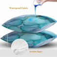 thumbnail image 4 of Teal Blue Marble Throw Pillow Covers 20x20 Inch Set of 2, Modern Abstract Art Marble Crack Waterproof Outdoor Pillow Covers, Decorative Cushion Pillowcases for Couch, Sofa, Bed, Garden, Patio, 4 of 9