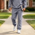thumbnail image 4 of Athletic Trousers for Men Solid Sweatpants Jogger Elastic Waist Side Pockets Soft Breathable Material Fall Fahion Outfits, 4 of 5