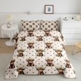 thumbnail image 2 of Manfei Cute Highland Cattle Queen Comforter Set 3 Pieces,Cartoon Floral Animal Comforter Sets Queen,Light Beige Brown,1 Comforter and 2 Pillowcases,Reversible, 2 of 6