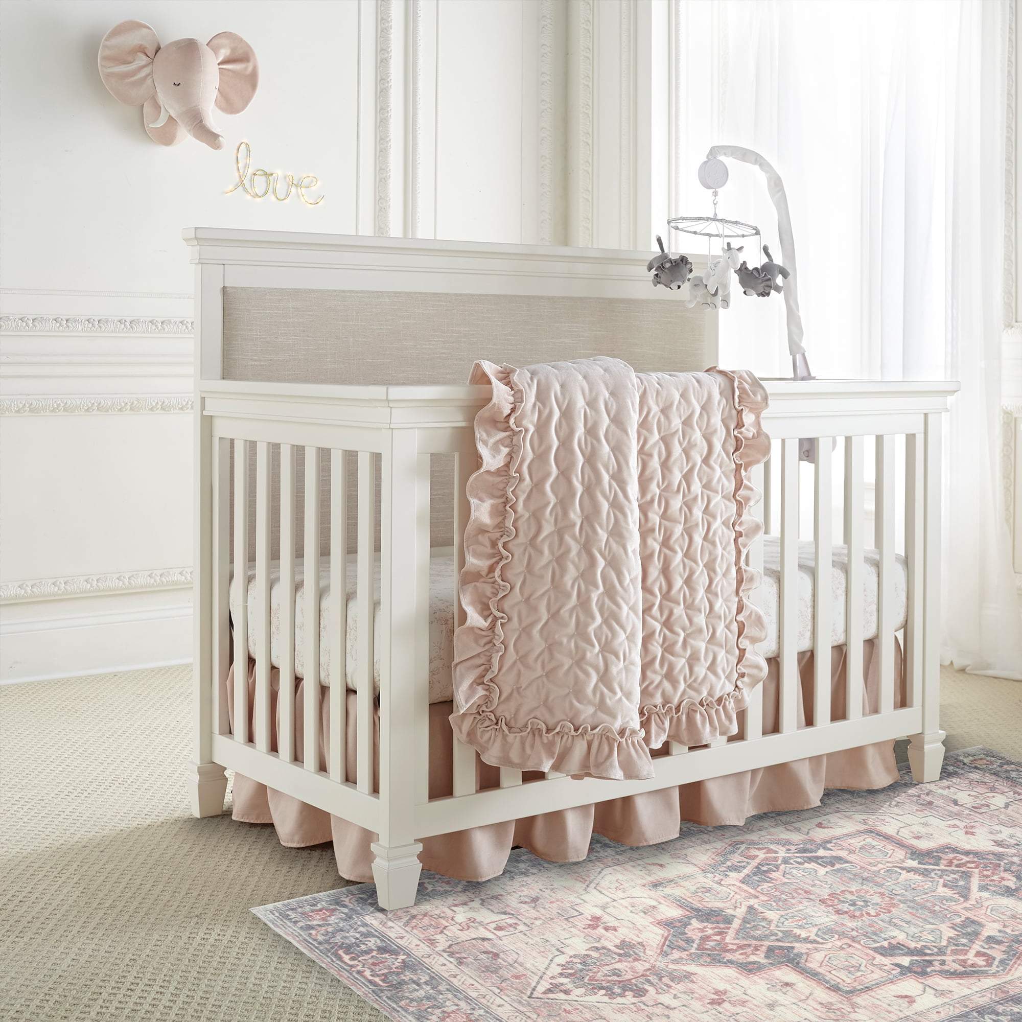Levtex Home - Heritage Traditional - Rug/Carpet - 5 x 7 (60in. X 84in.) - Salmon, Pink, Grey and Cream - 100% Polyester - Woven Fabric Backing - Bedroom, Playroom, Family Room or Kids' Room