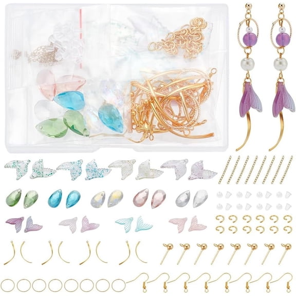 PH Tail Earring Making Resin Dangle Drop Earrings Fish Tail Beach Earring Findings Kit for Women Earring DIY Art Crafts Summer Jewelry for DIY