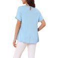 thumbnail image 3 of INSPIRE CHIC Women's Mother's Day Maternity Babydoll Top Short Sleeves Pleated Waist Pregnancy Tee Shirt Oversized Peplum Casual Loose Blouse 2XL Light Blue, 3 of 6