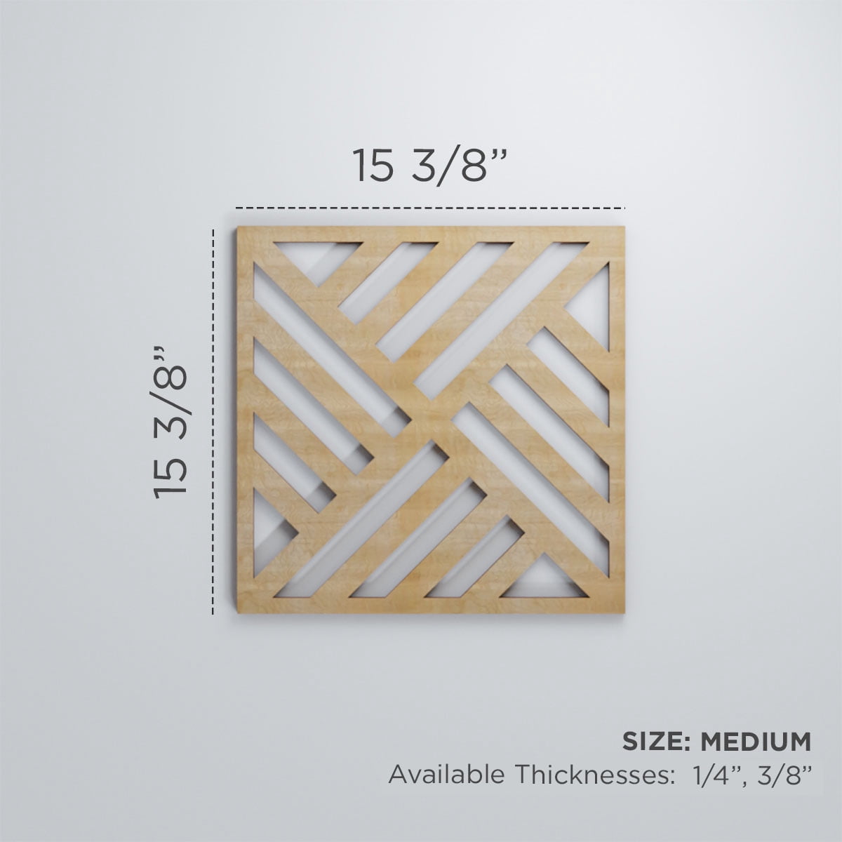 Ekena Millwork 15 3/8"W x 15 3/8"H x 3/8"T Medium Allen Decorative Fretwork Wood Wall Panels, Alder